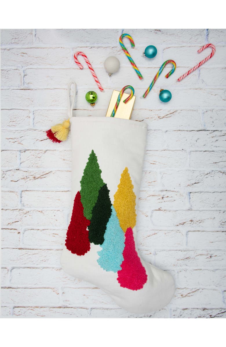 carol & frank Colorful Trees Hanging Christmas Stocking 20", Alternate, color, Red