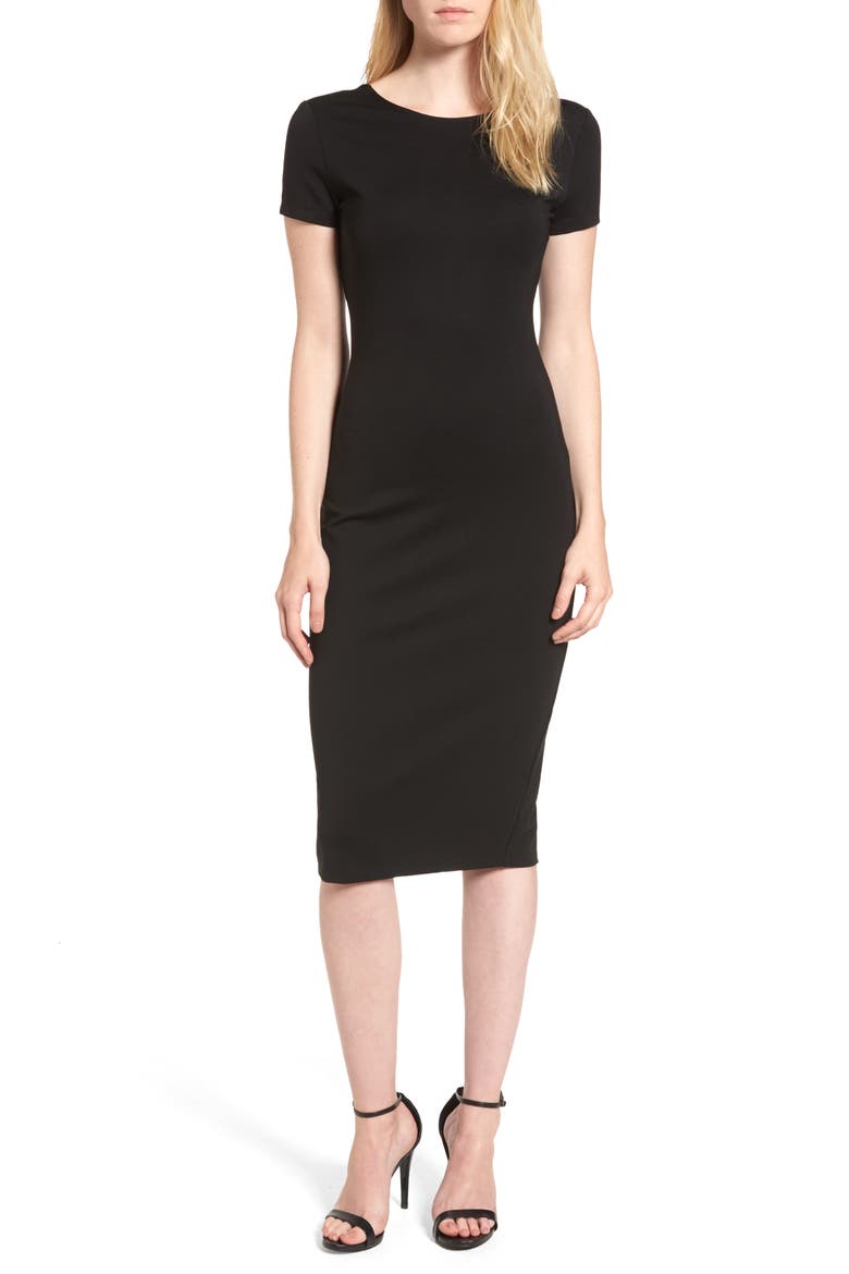 Ponte Sheath Dress, Main, color, BLACK