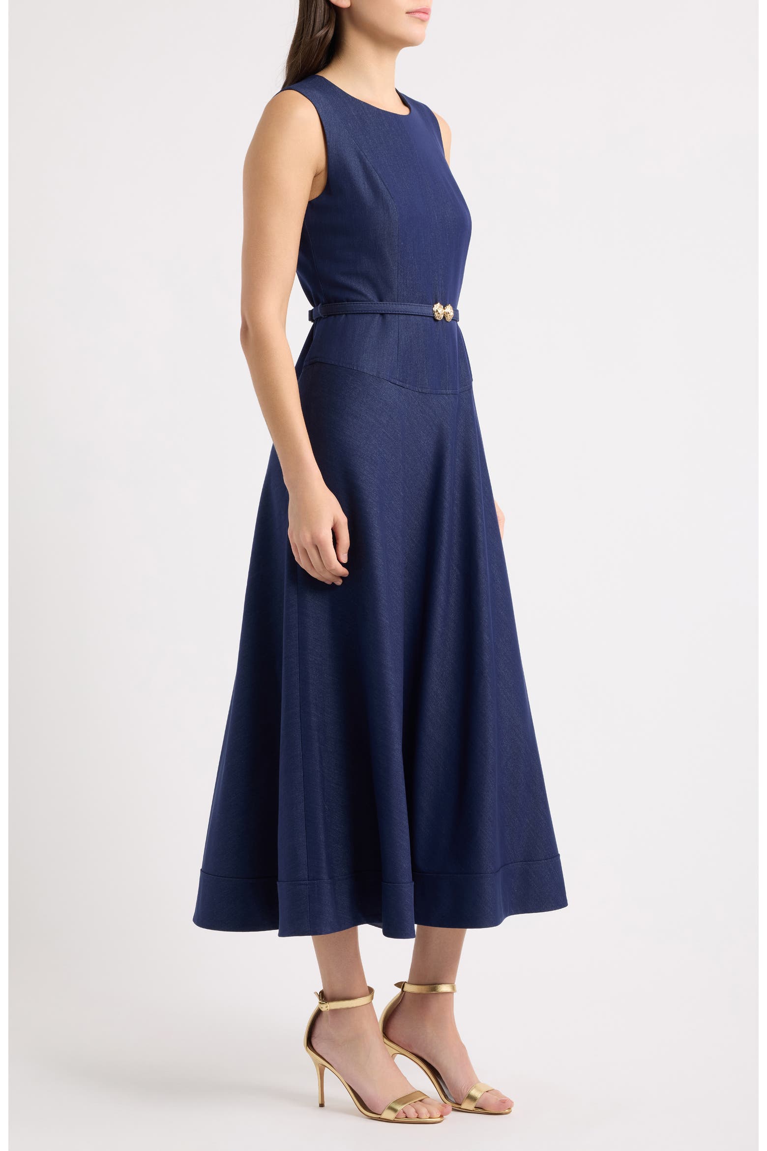 Drop Klein AK ANNE KLEIN Belted Drop Waist Midi Dress (Women) | Nordstrom