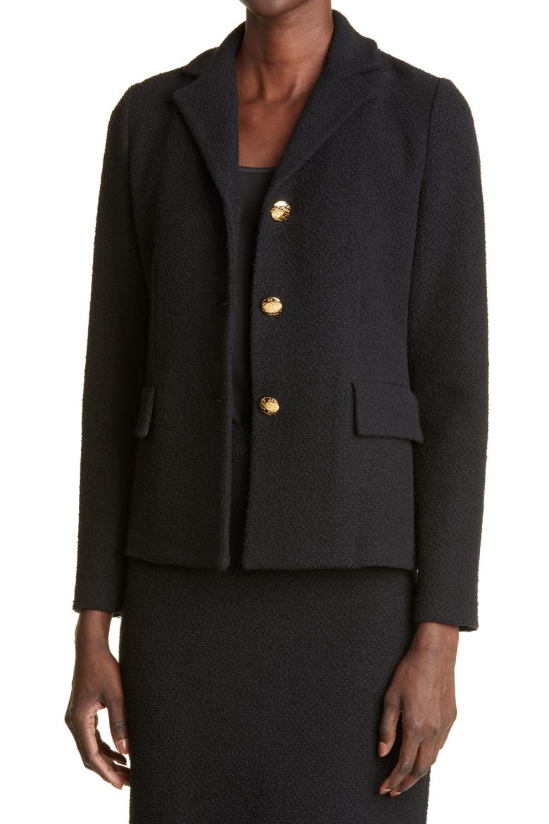 Bouclé Knit Jacket, Alternate, color, BK00 BLACK