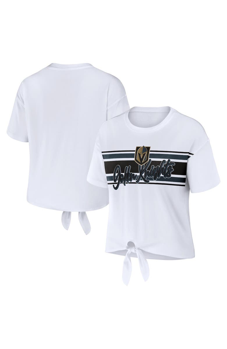 WEAR by Erin Andrews Women's WEAR by Erin Andrews White Vegas Golden Knights Front Knot T-Shirt, Alternate, color, 