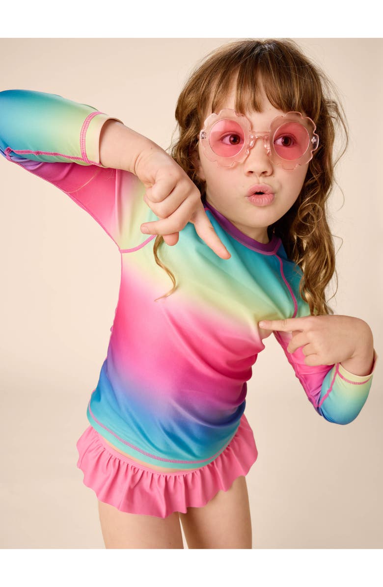 Tea Collection Long Sleeve Rash Guard, Alternate, color, Rio De Janeiro Rainbow