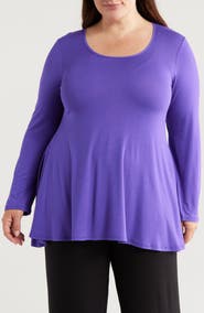 24seven Comfort Apparel Swing Asymmetric Hem Tunic Top