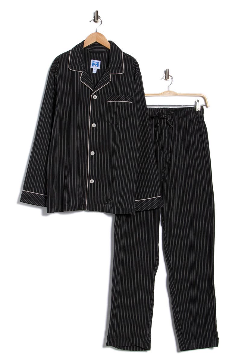 Majestic International Stripe Cotton Poplin Pajamas, Alternate, color, Black