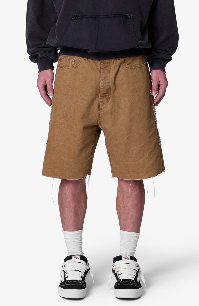 mnml Mojave Raw Hem Canvas Shorts, Main, color, Tan