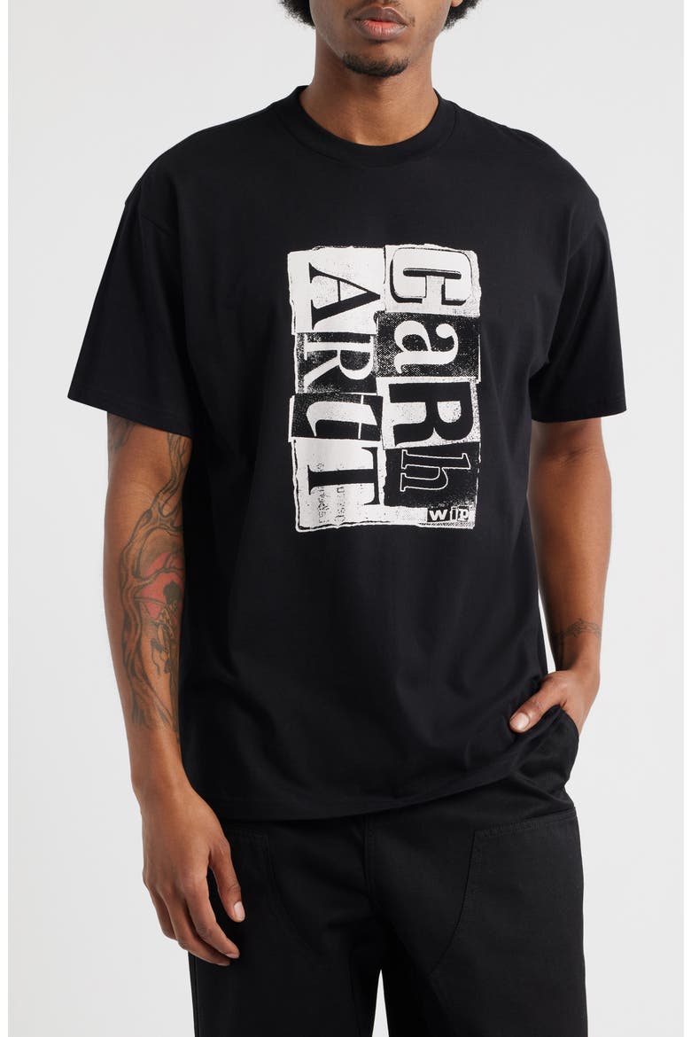 Moving Letterpress Cotton Graphic T-Shirt, Main, color, BLACK