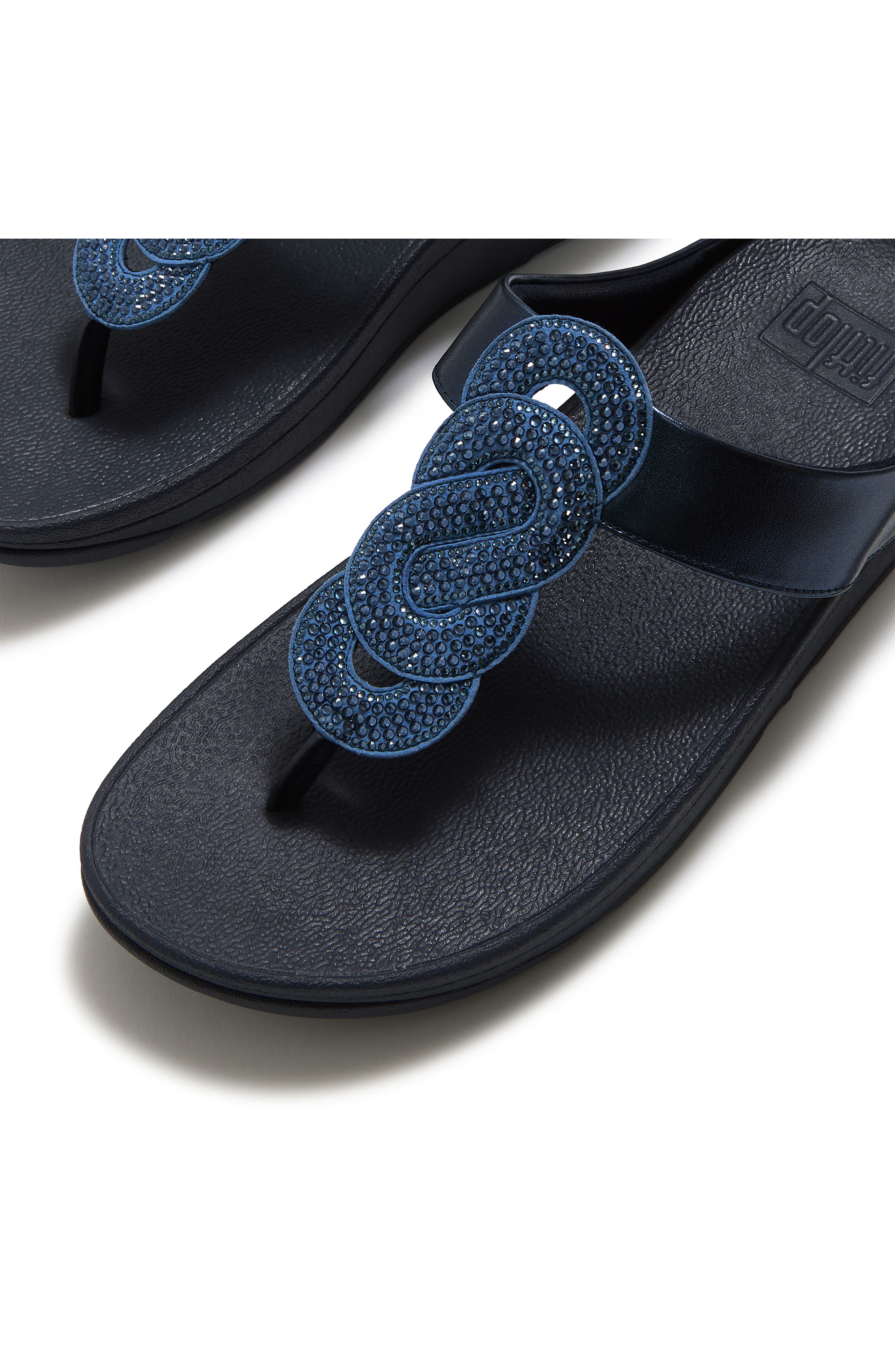 Fino Crystal Twist T-Strap Sandal, Alternate, color, METALLIC COSMIC BLUE