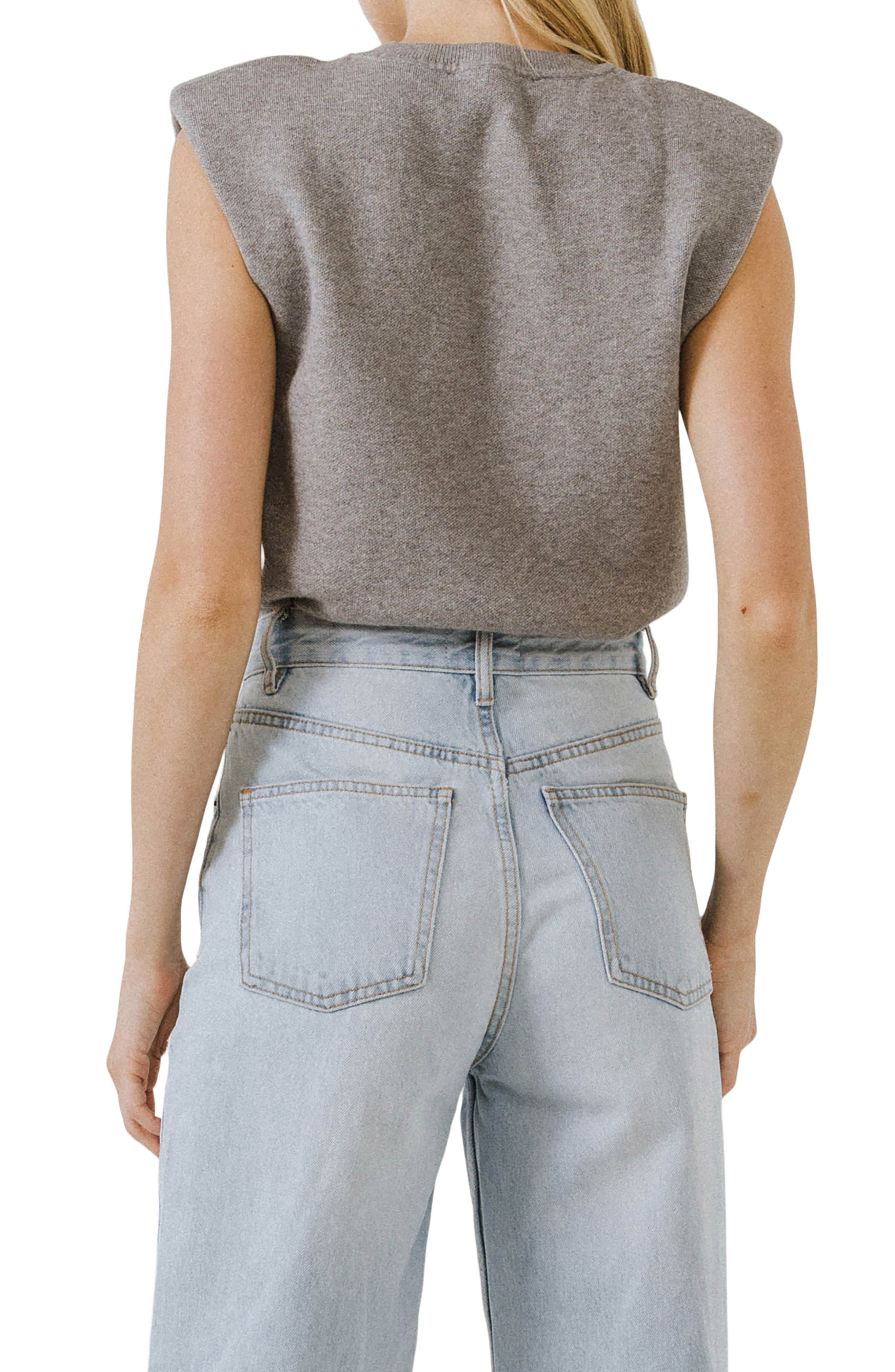 Padded Shoulder Sleeveless Sweatshirt - image 2