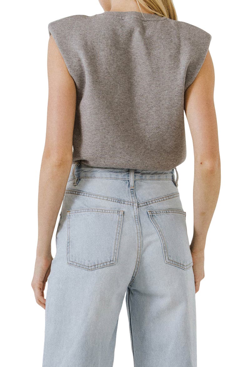 Padded Shoulder Sleeveless Sweatshirt, Alternate, color, HEATHER GREY