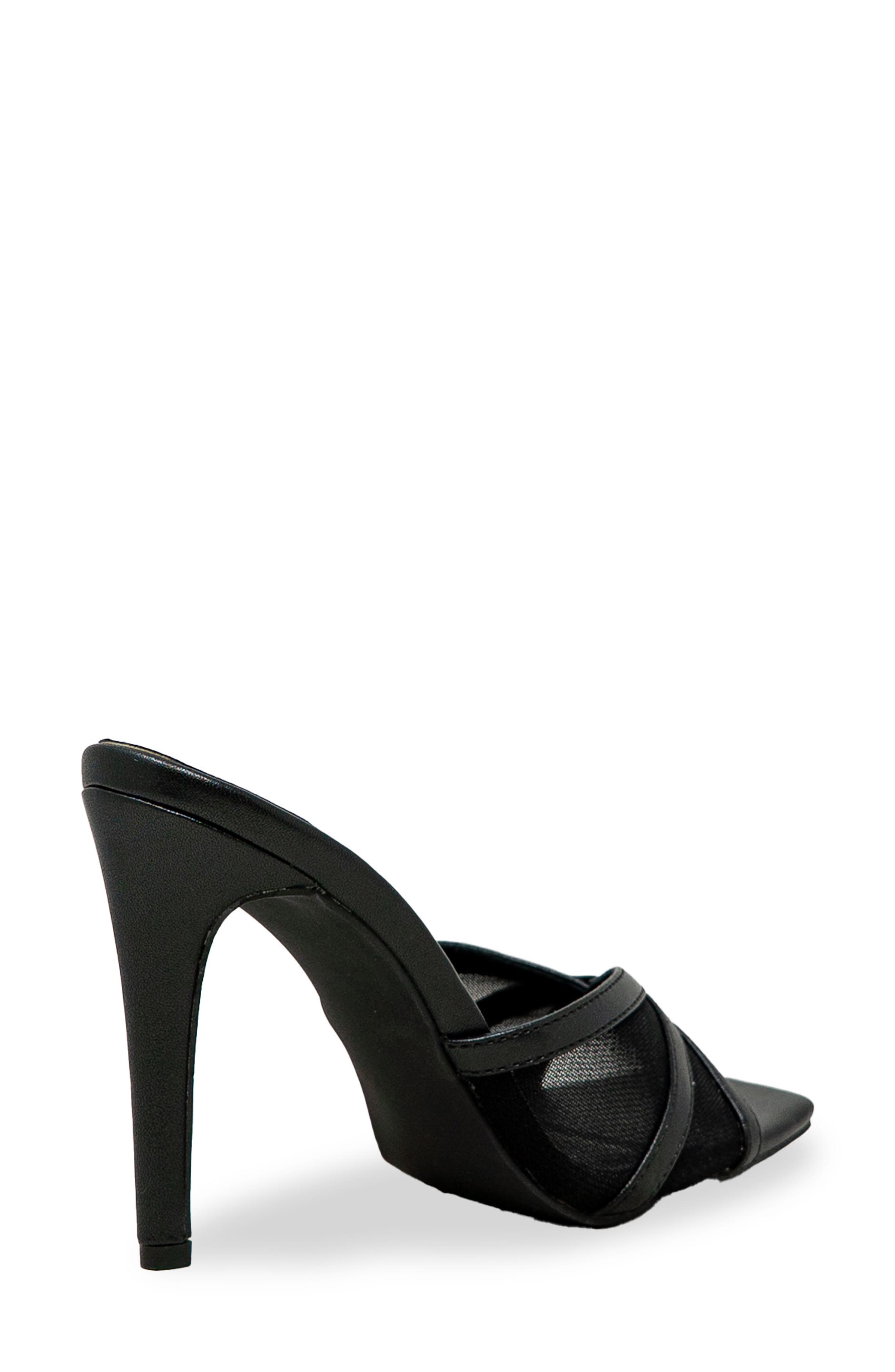 CHASE AND CHLOE Mesh Mule Stiletto Sandal, Alternate, color, Black