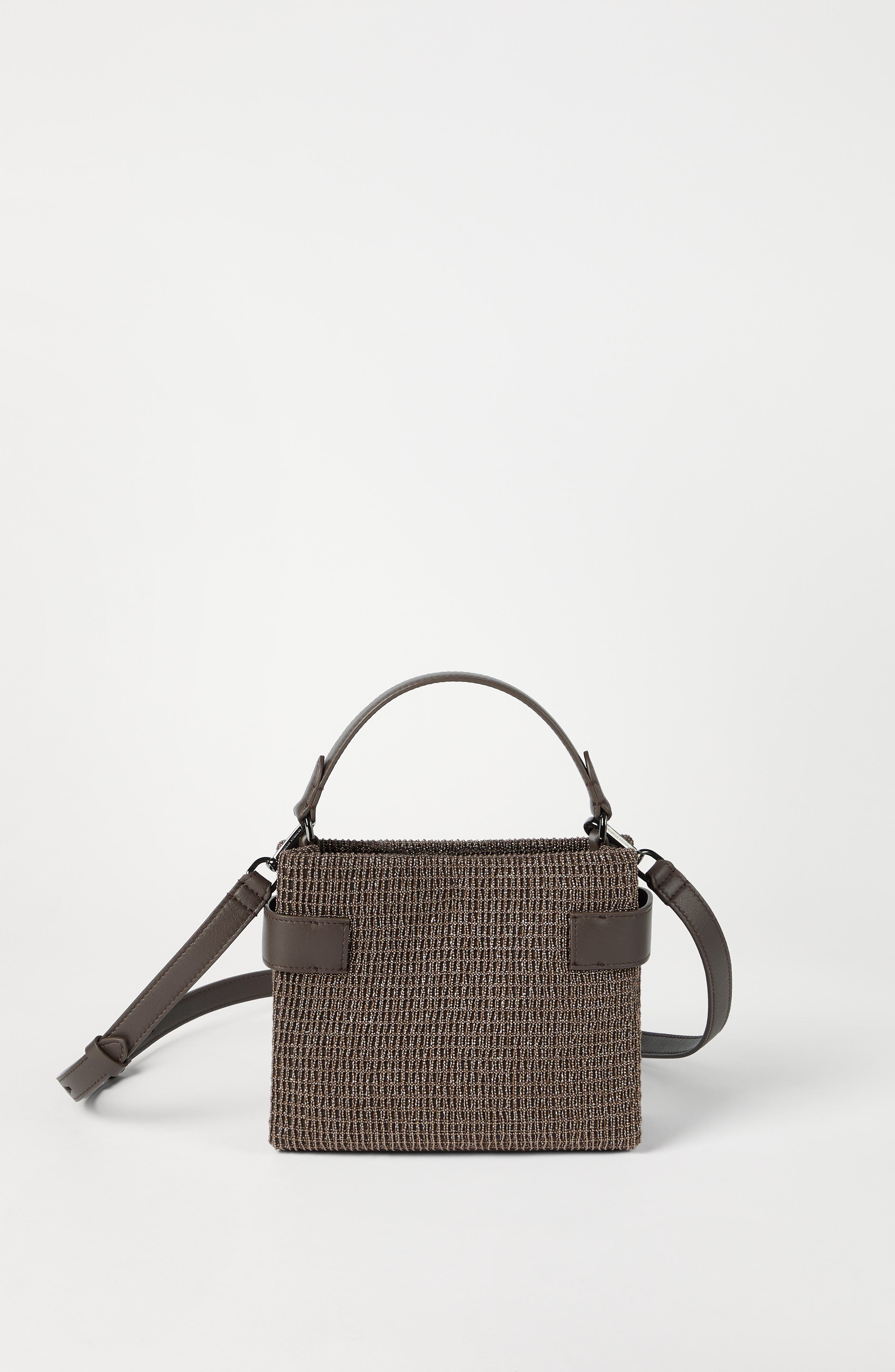 Brunello Cucinelli Small Top-Handle Essence bag, Alternate, color, Brown