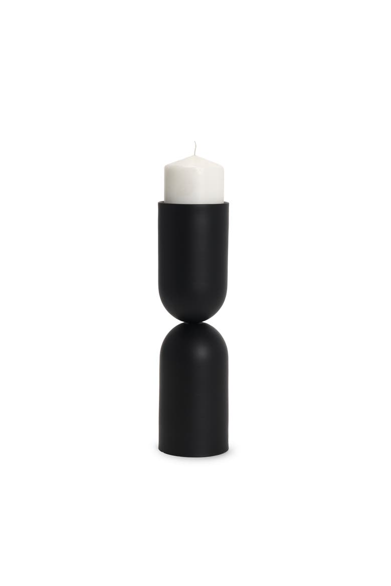 Qamra Metal Pillar Candle Holder, Main, color, Black