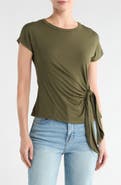 Renee C Short Sleeve Side Knot Tie Top