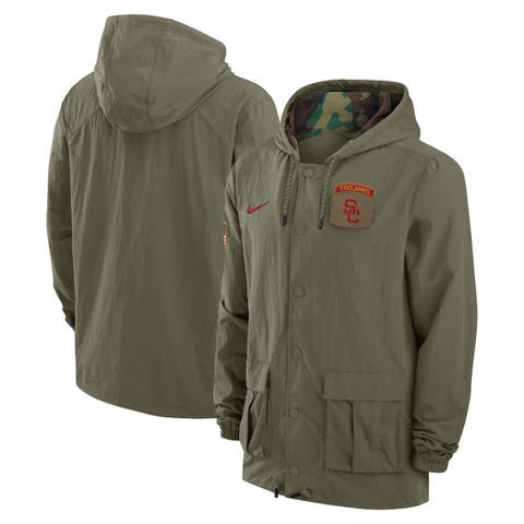Men's Nike Olive USC Trojans 2024 Military Appreciation Full-Snap Hoodie Military Jacket