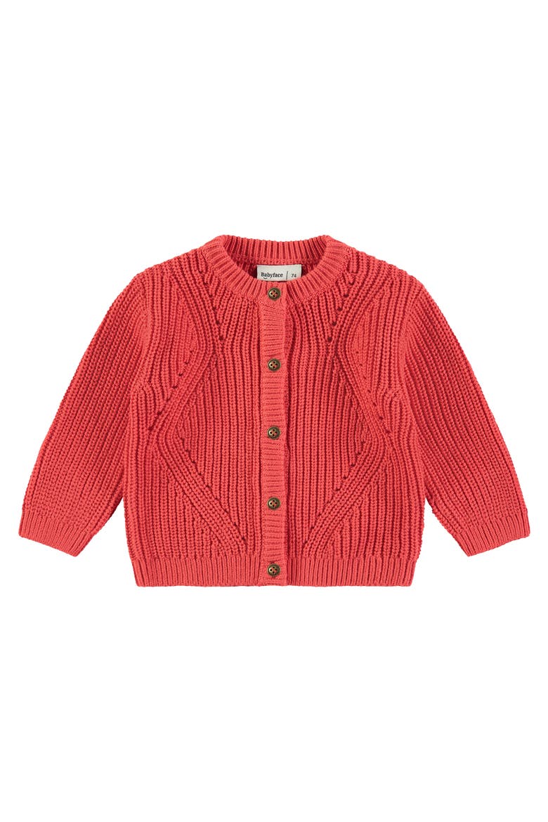 Abstract Knit Pattern Cardigan, Main, color, Red