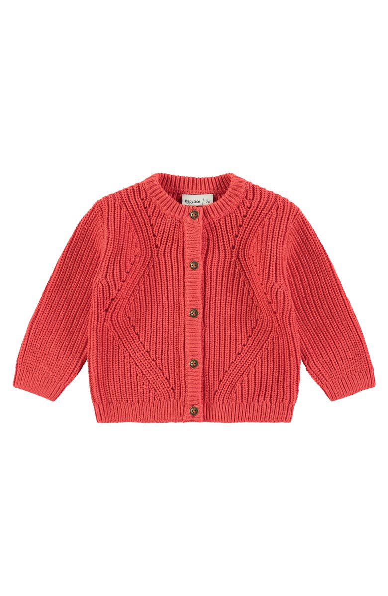 BABYFACE Abstract Knit Pattern Cardigan, Main, color, Red