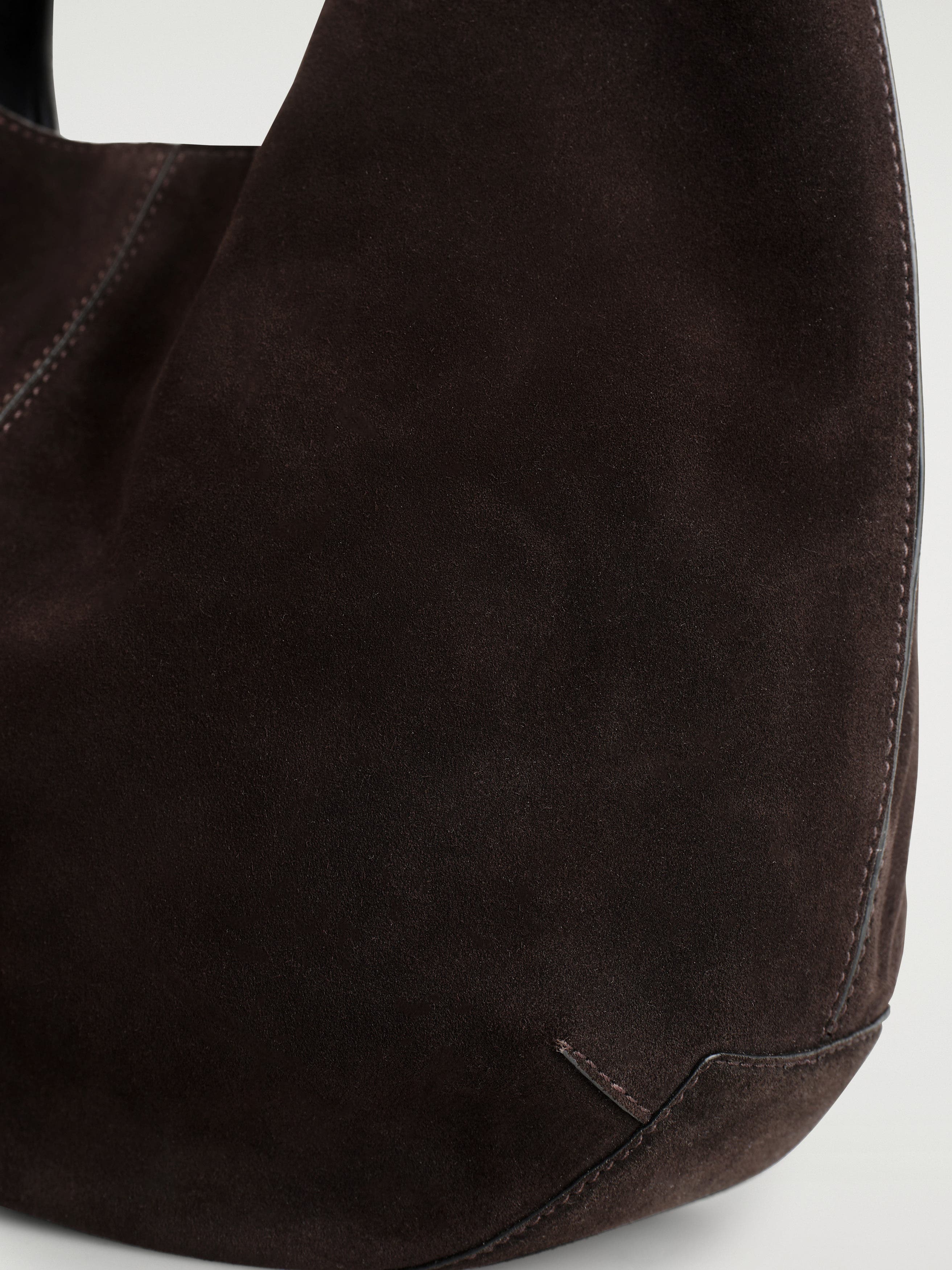 COS Knoll Shoulder Bag - Suede, Alternate, color, Ebony