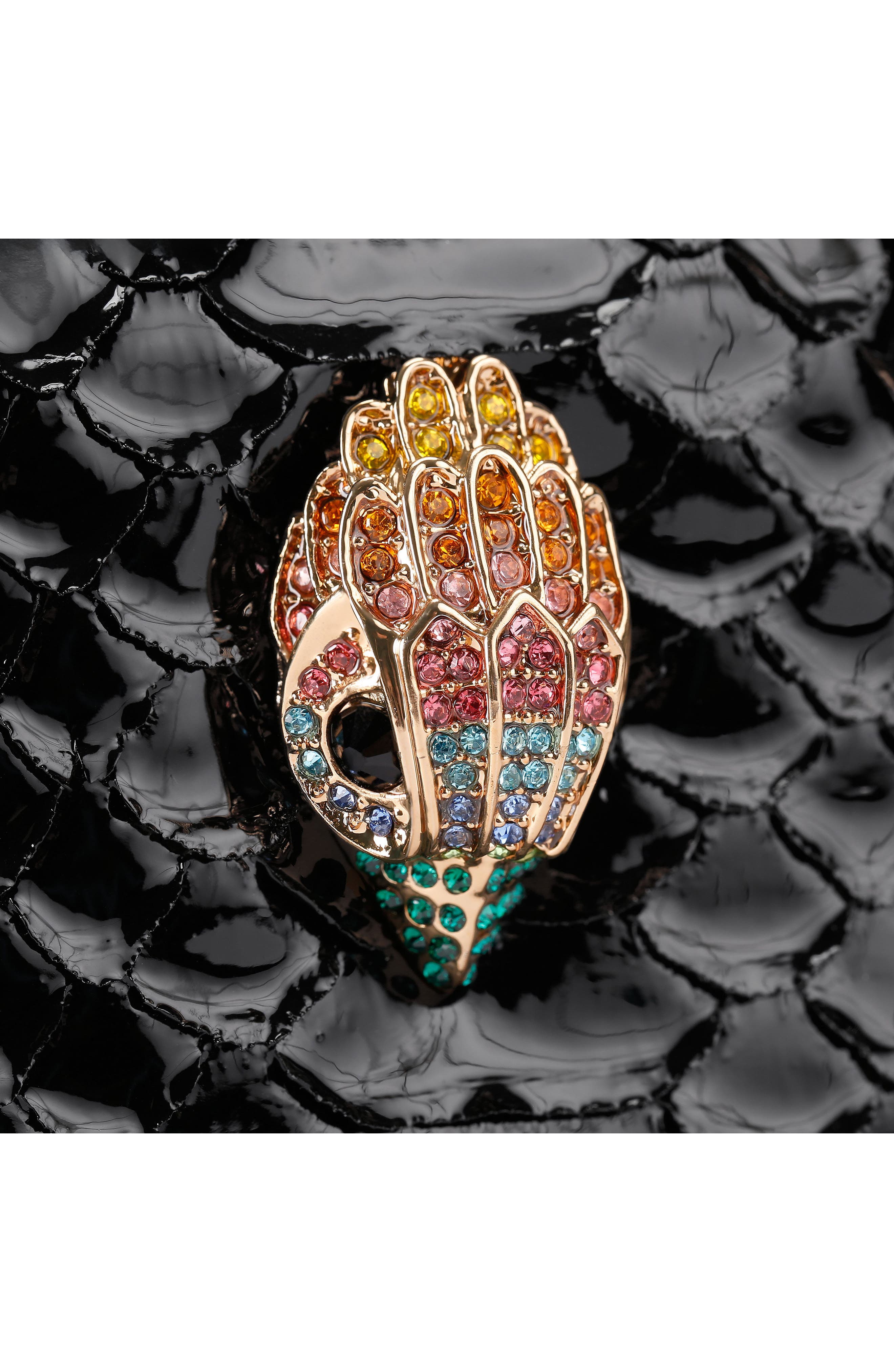 Kurt Geiger London Mini Square Kensington Croc Embossed Leather Top Handle Bag, Alternate, color, Black