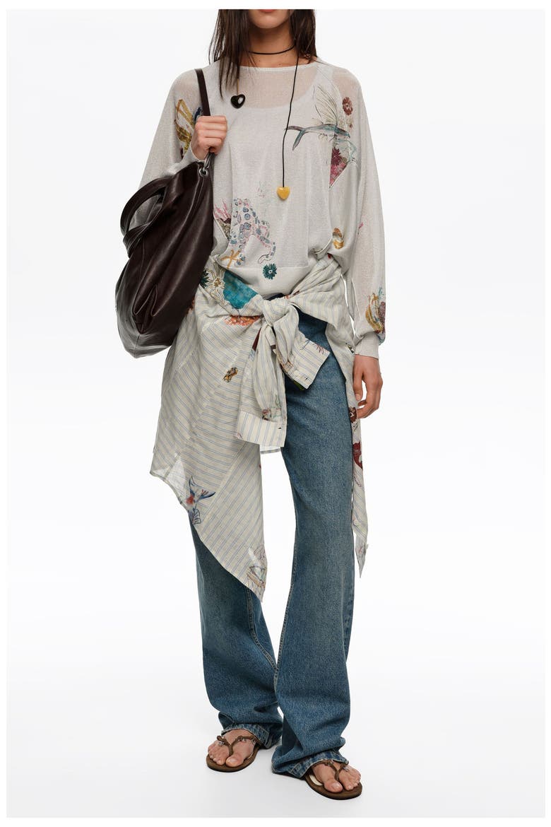 Lurex Batwing Sleeve Sweater, Alternate, color, SEABED OFF WHITE