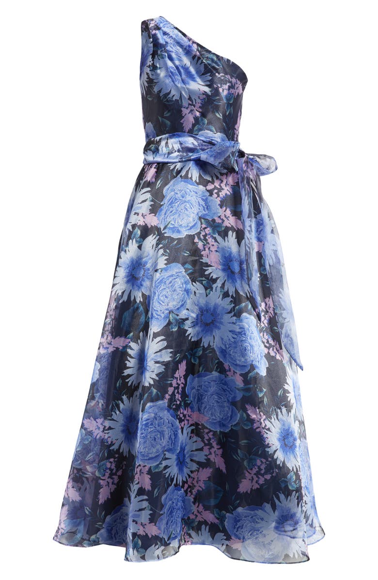 Eliza J One-Shoulder Floral Print Ballgown, Alternate, color, 
