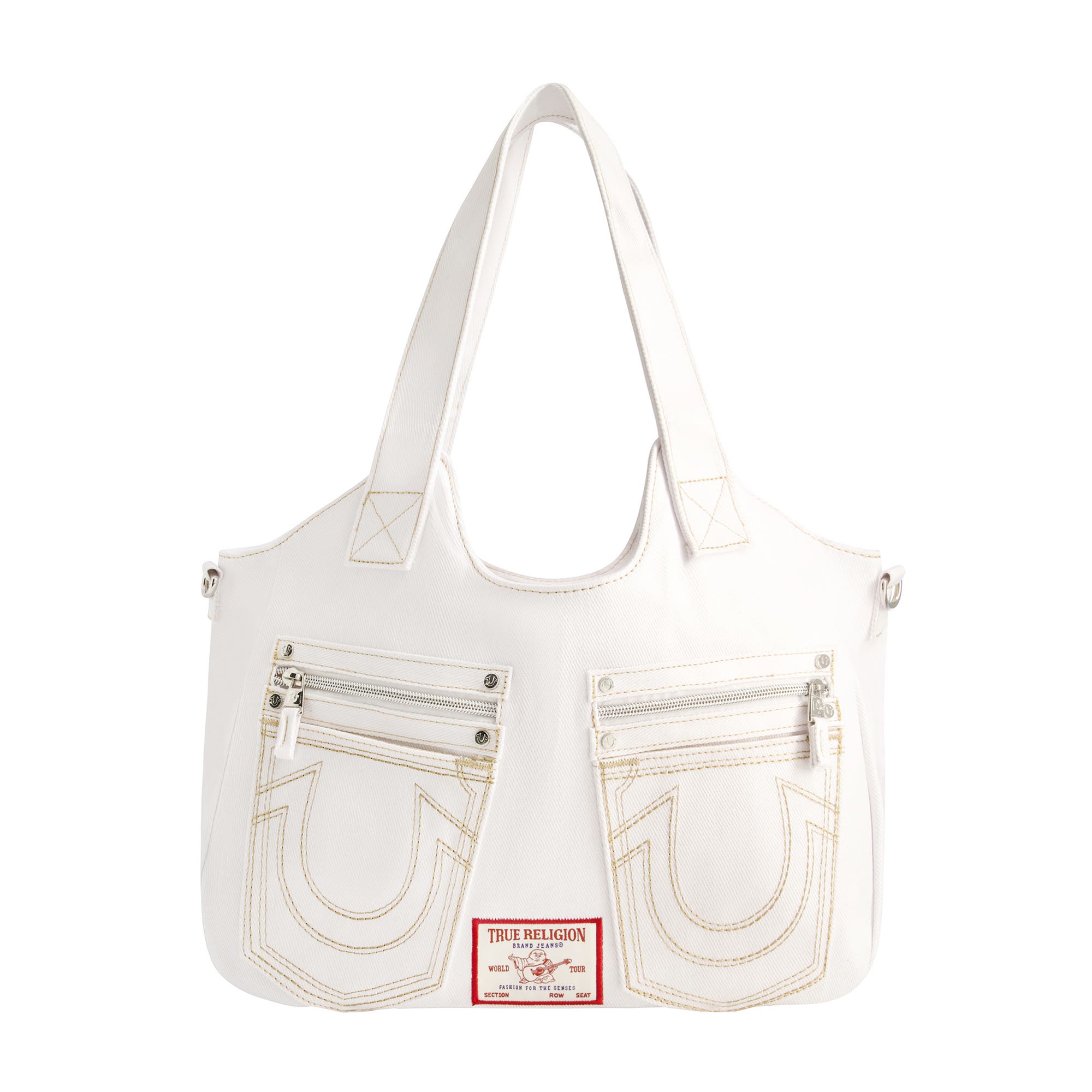 True Religion Horseshoe Stitch Satchel, Main, color, White