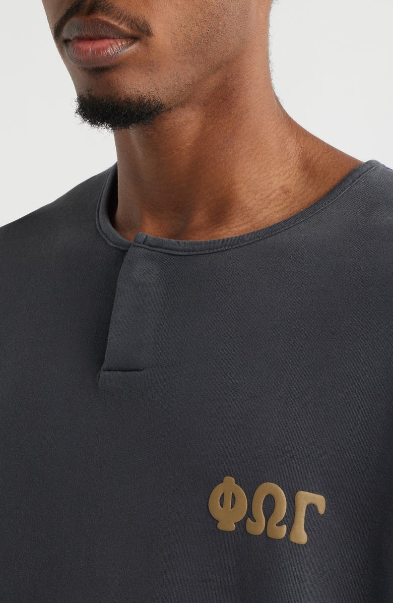 Fear of God Essentials Henley Graphic Cotton Sweatshirt, Alternate, color, Washed Iron Grey