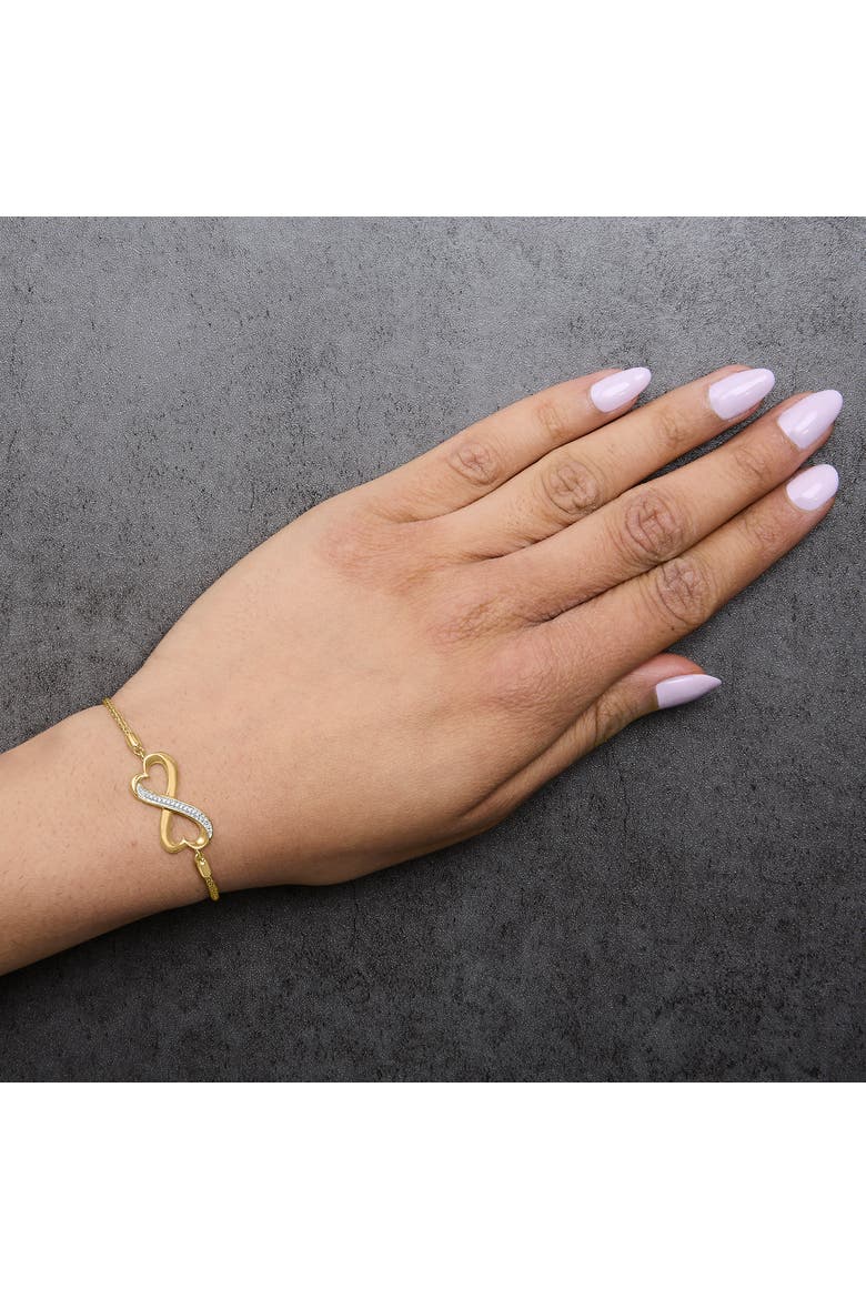 Gold Vermeil Diamond Accent Heart Infinity Bolo Bracelet, Alternate, color, Silver
