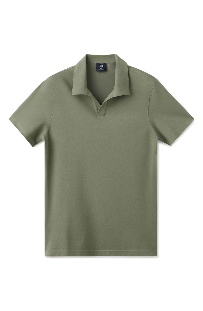MANGO Slim Fit Stretch Cotton Blend Piqué Polo, Alternate, color, Khaki Green