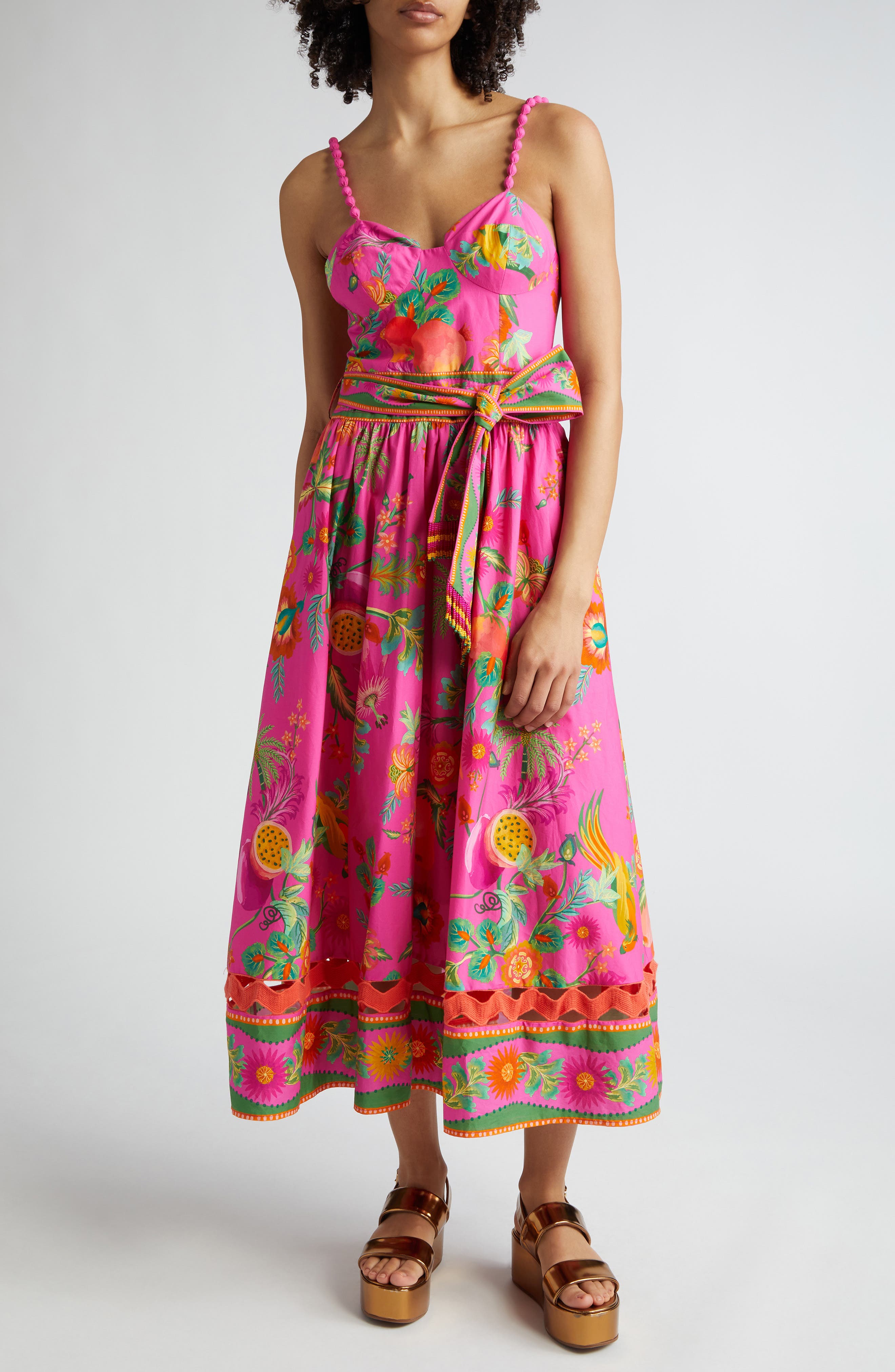 farm rio delicate garden ruched maxi dress Delicate Fruit Garden Maxi Dress (Women)