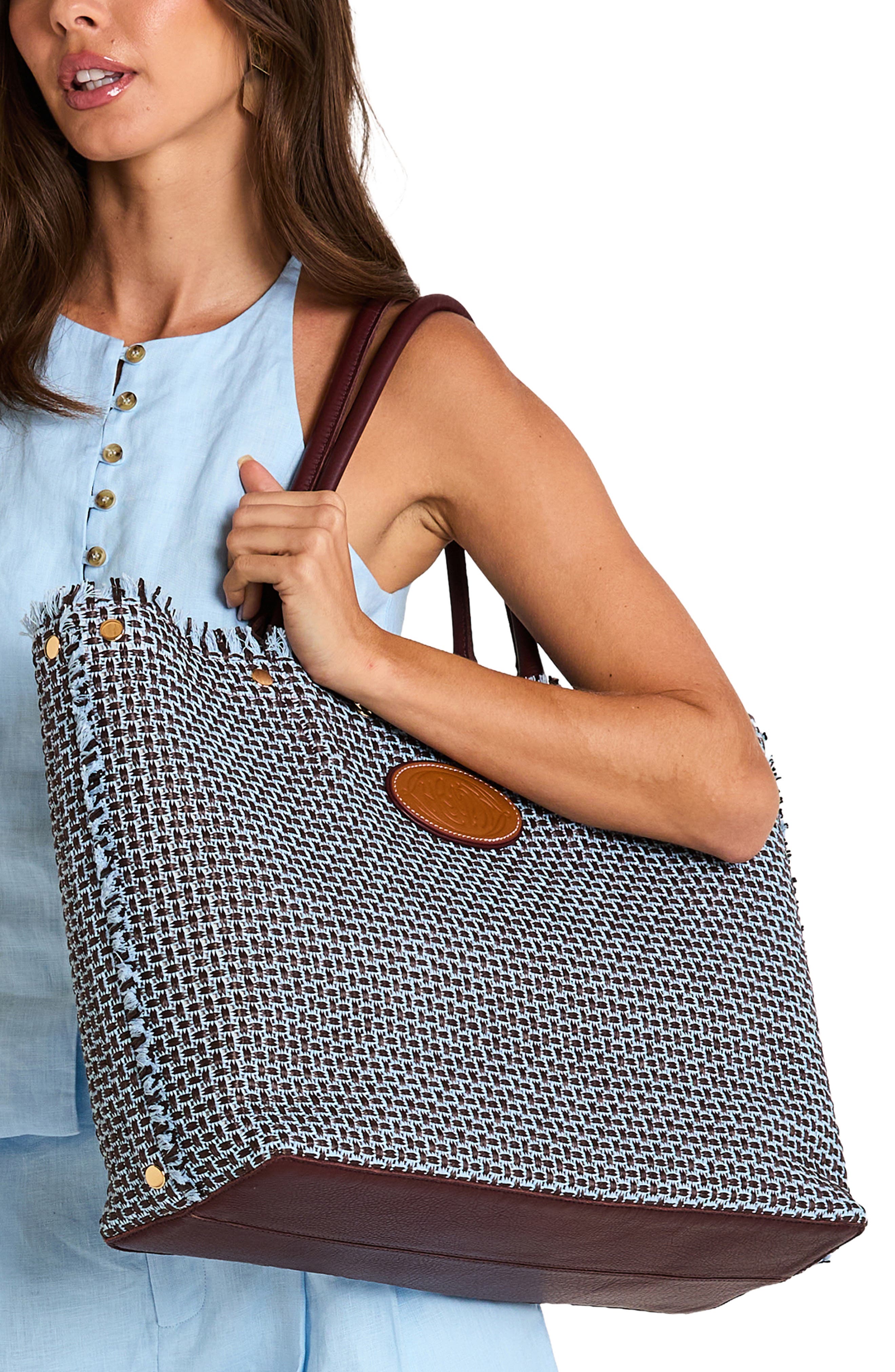 HAMMITT Olympia Woven Totel, Alternate, color, Blueberry Sorbet/ Gold