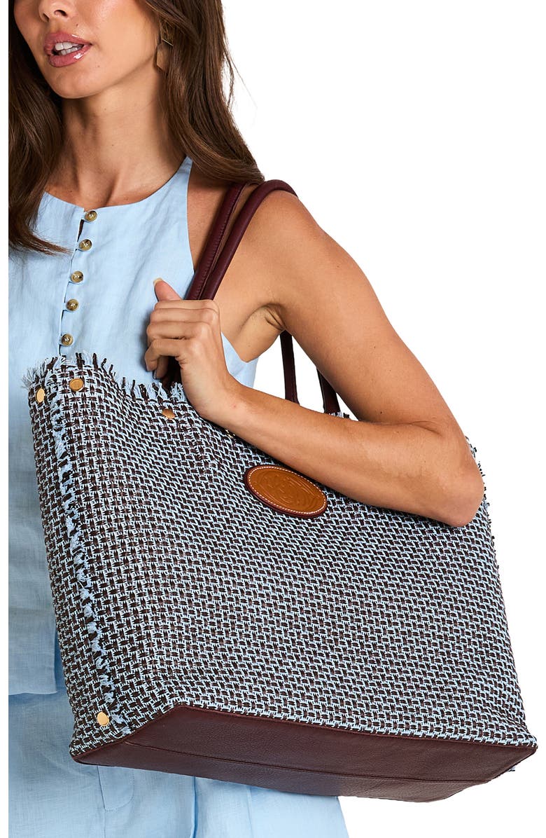 HAMMITT Olympia Woven Totel, Alternate, color, Blueberry Sorbet/ Gold