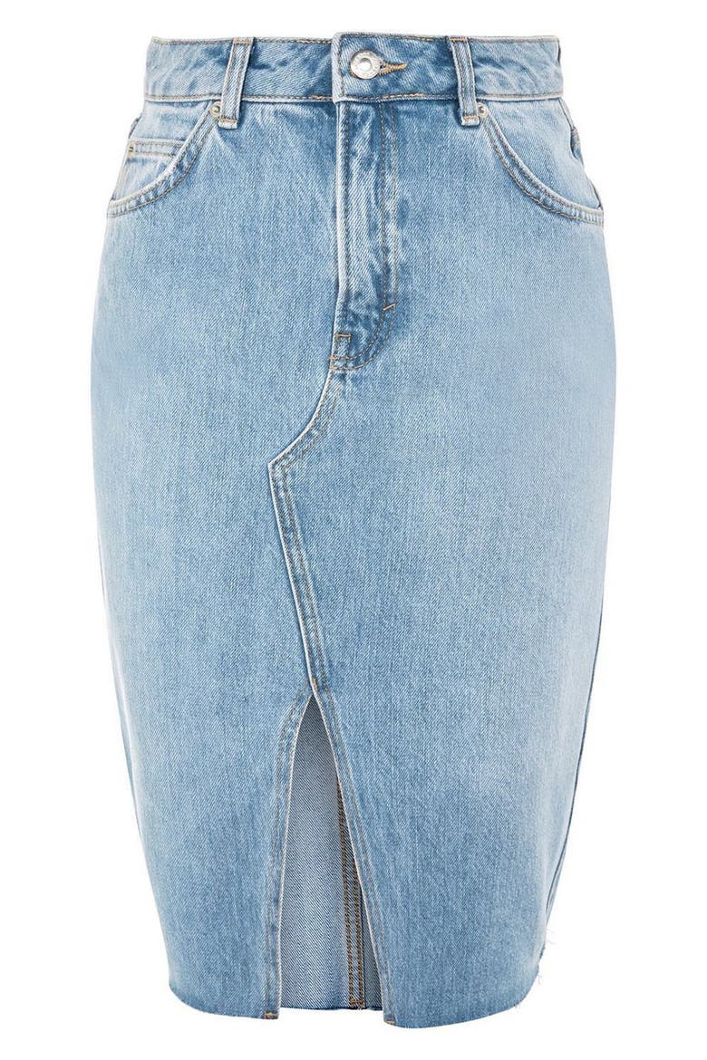 Denim Midi Skirt, Alternate, color, MID DENIM