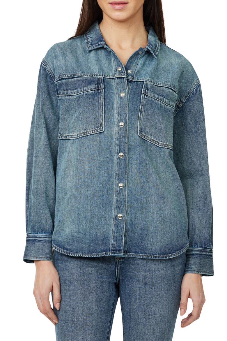 Oversize Denim Shirt, Main, color, MARINE