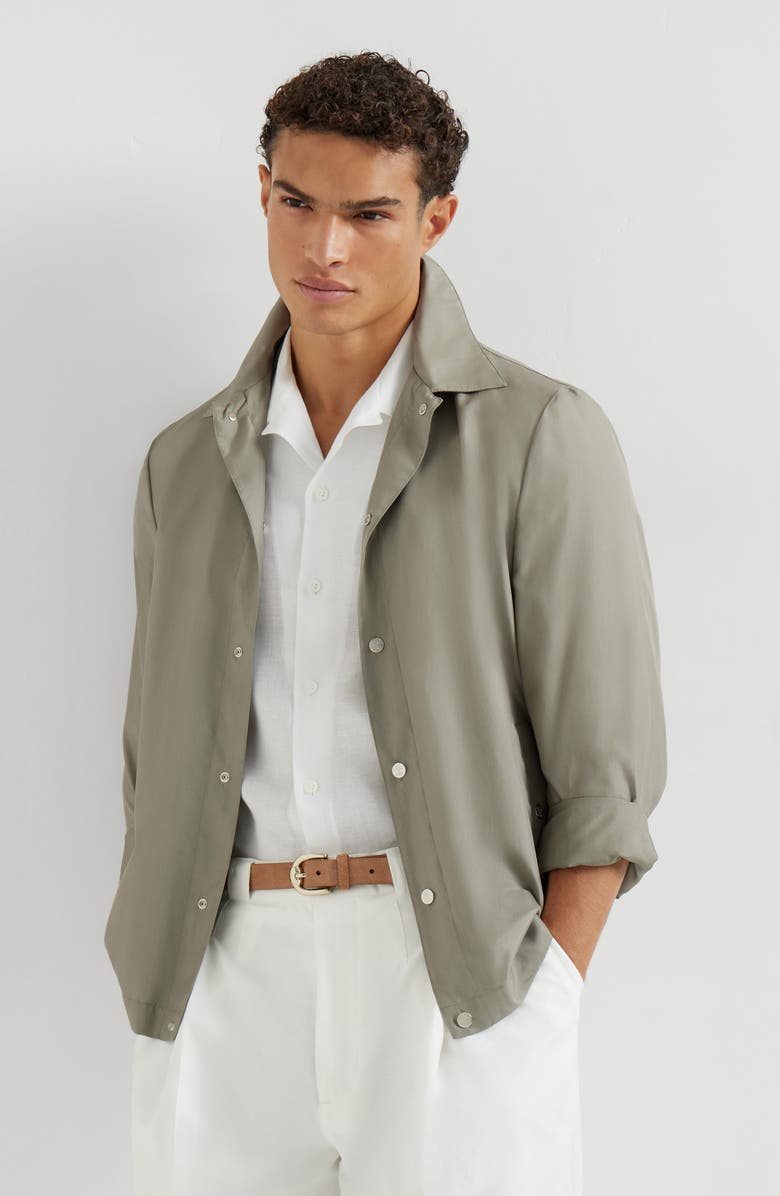 Brunello Cucinelli Silk outerwear jacket, Alternate, color, Khaki