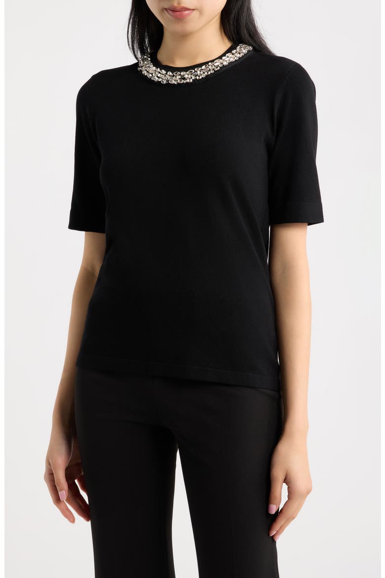 Rhinestone Embellished Sweater, Main, color, ANNE BLACK