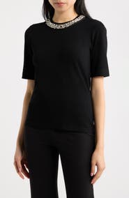 Anne Klein Rhinestone Embellished Sweater