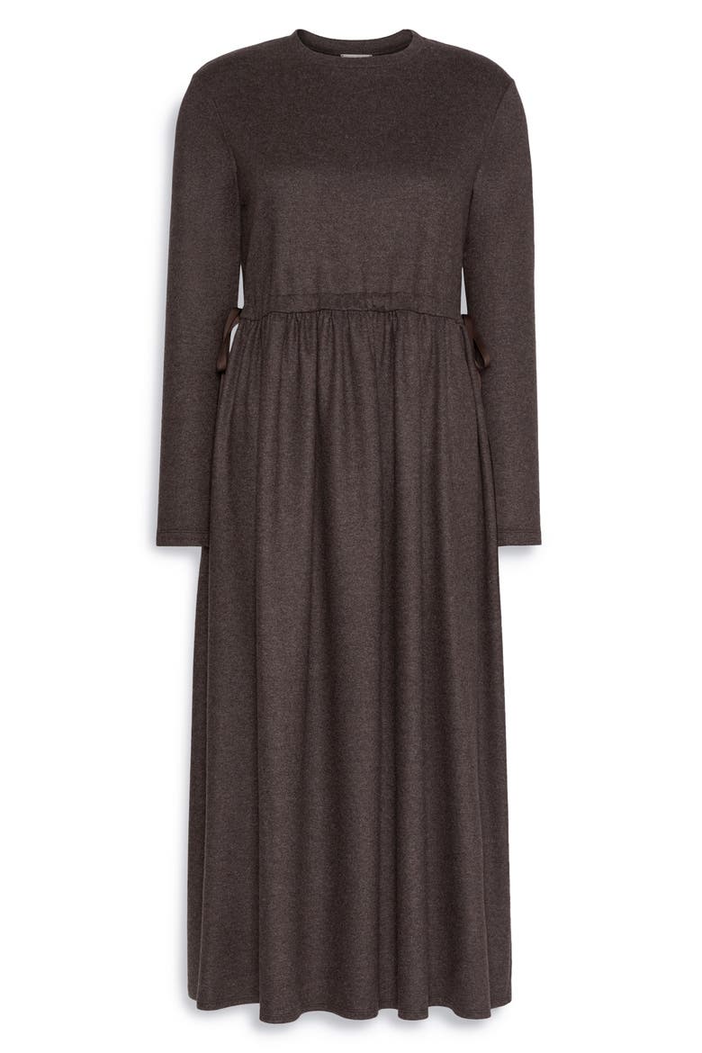 Vettura Jersey Long Sleeved Midi Dress, Alternate, color, BROWN