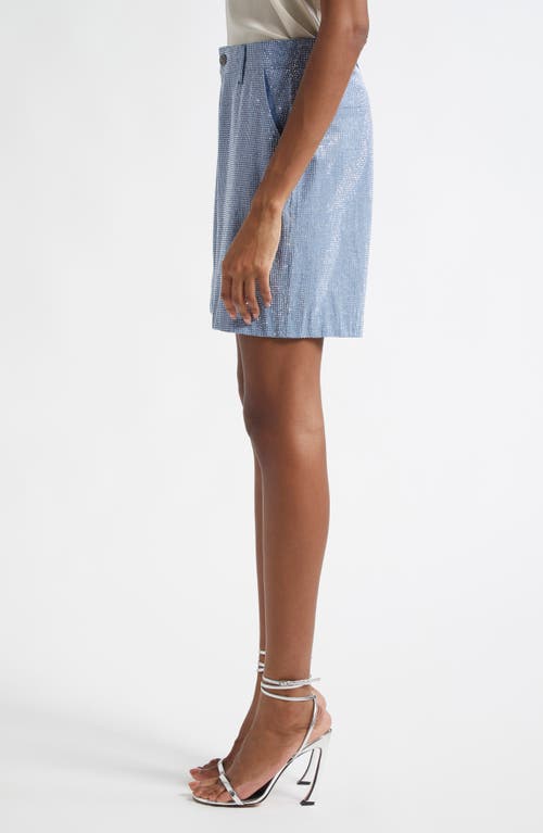 Cinq À Sept Cinq A Sept Chambray Rhinestone Shorts In Medium Blue