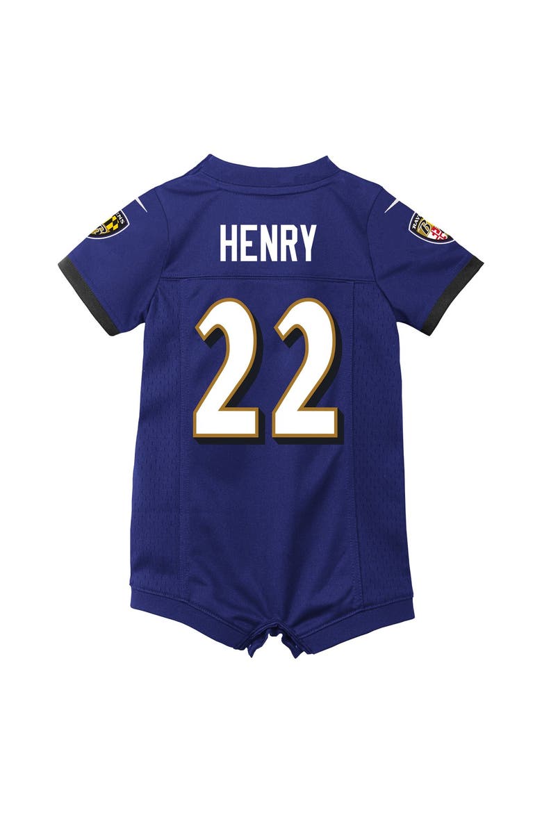 Newborn Nike Derrick Henry Purple Baltimore Ravens Romper Game Jersey, Alternate, color, Purple