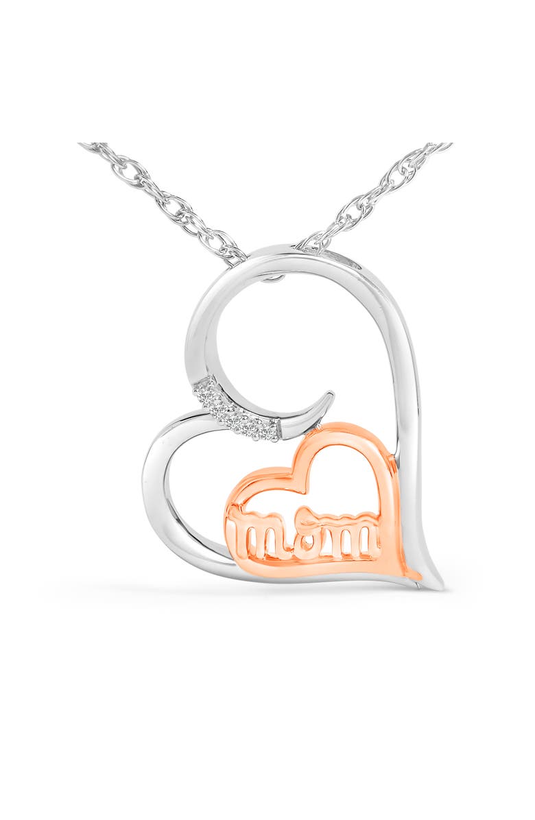 Haus of Brilliance 14K Rose Gold Plated Sterling Silver Diamond Accent Mom Heart Pendant Necklace, Alternate, color, White Gold Over Silver