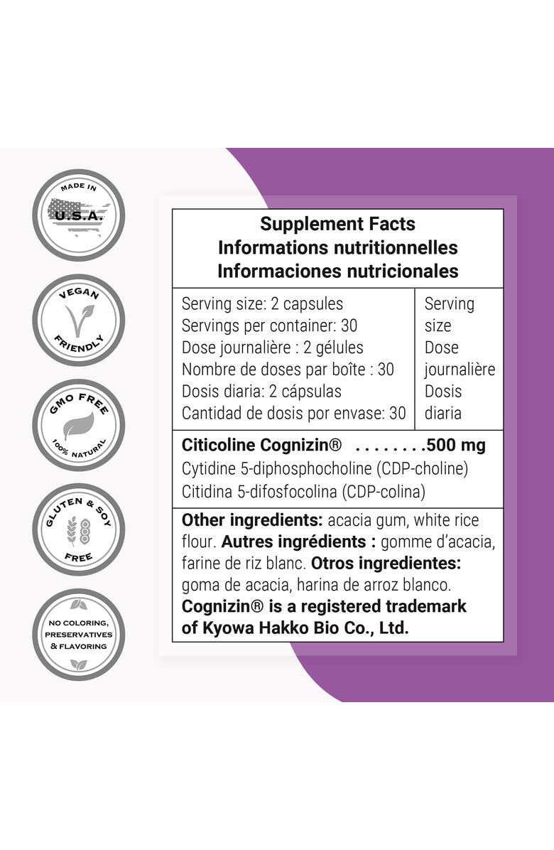 SuperSmart CDP Choline 500mg per Day, Alternate, color, NO COLOR