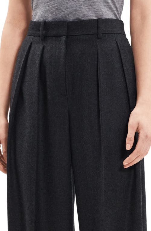 Theory Pleated Straight Leg Wool Pants In Black