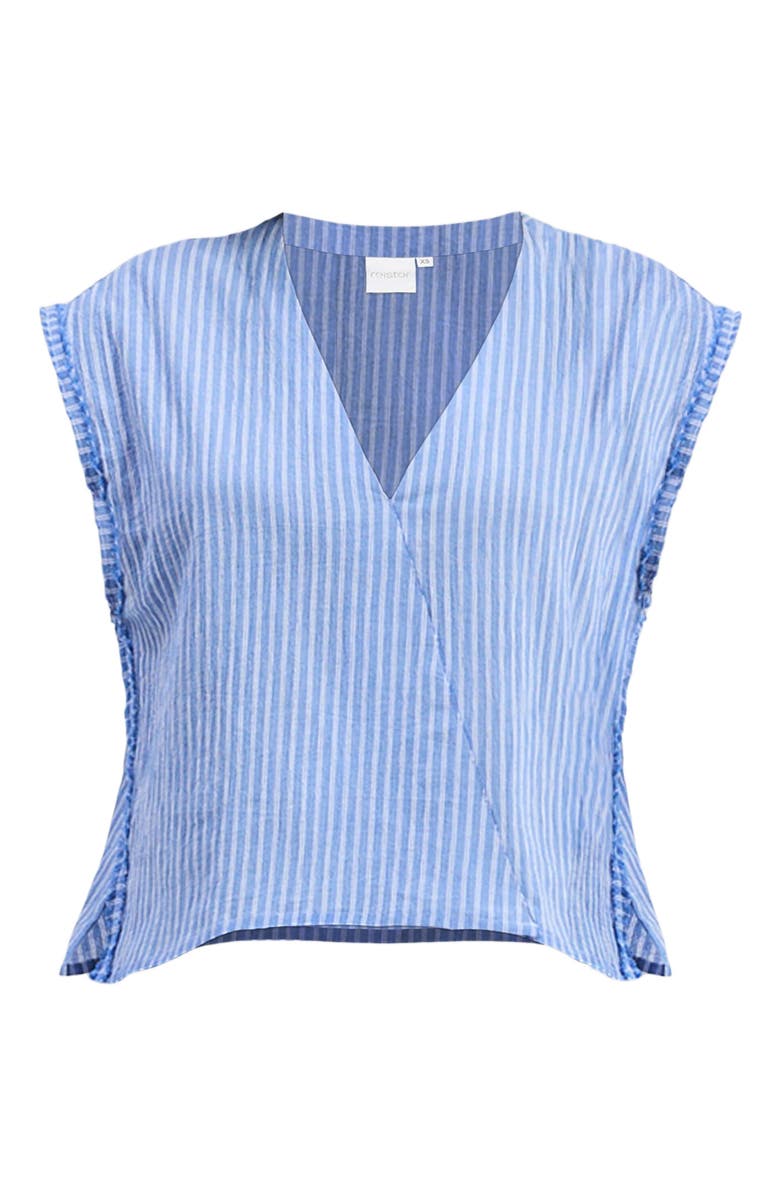 Reistor Boxy V-neck Top in Blue Stripes, Alternate, color, Stylish Symmetry
