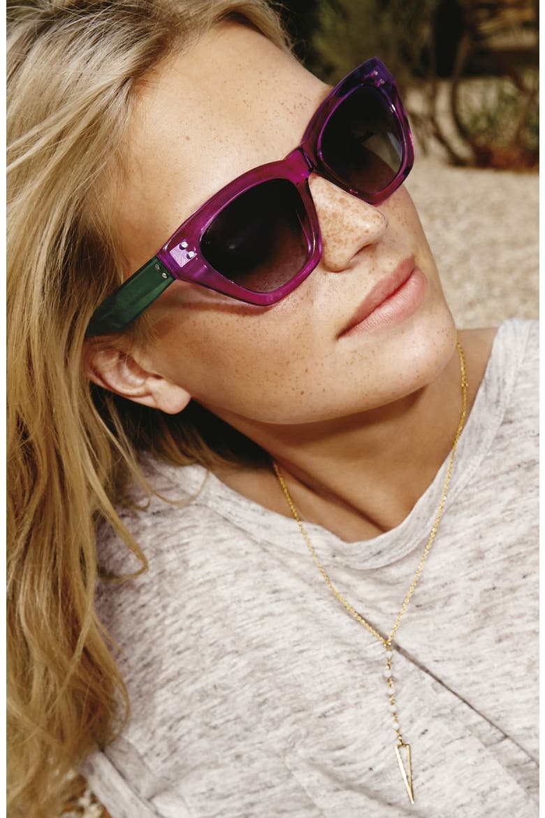 51mm Cat-Eye Sunglasses, Alternate, color, FUCHSIA/ YELLOW
