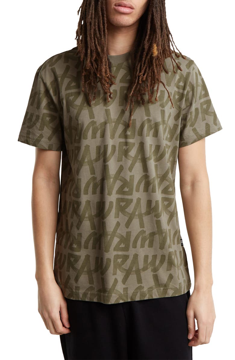 G-STAR Calligraphy Allover Graphic T-Shirt, Main, color, 