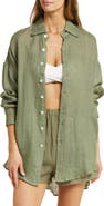 Vitamin A® Playa Oversize Linen Cover-Up Shirt