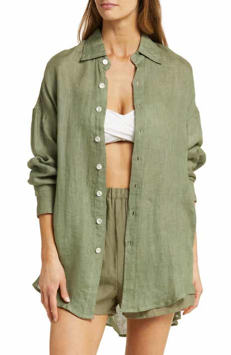 Vitamin A® Playa Oversize Linen Cover-Up Shirt