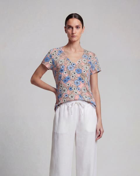 Tropical Mix Womens V-neck Printed Top
