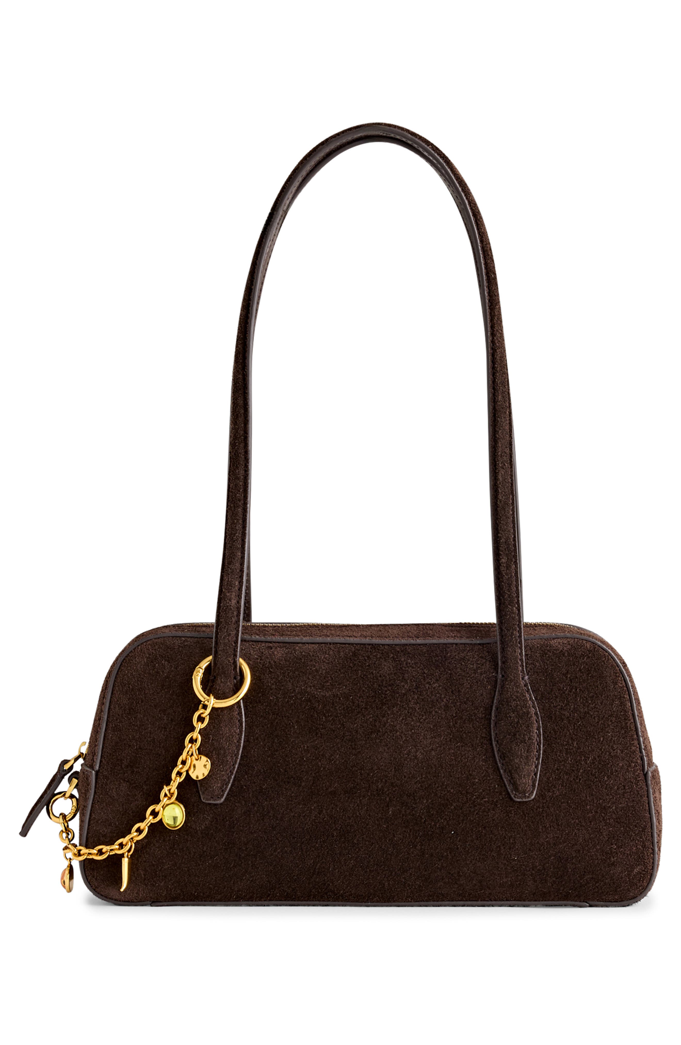 Madewell The Suede Top Zip Mini Shoulder Bag, Main, color, 