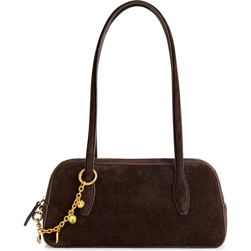 Madewell The Suede Top Zip Mini Shoulder Bag In Brown